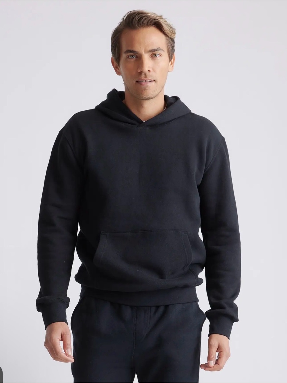 Quince Organic Heavyweight Fleece Hoodie in Black Size Large 350